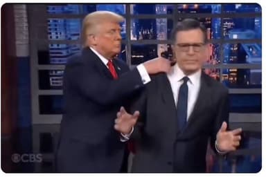 Donald Trump publica vídeo com IA em que joga Stephen Colbert no lixo
