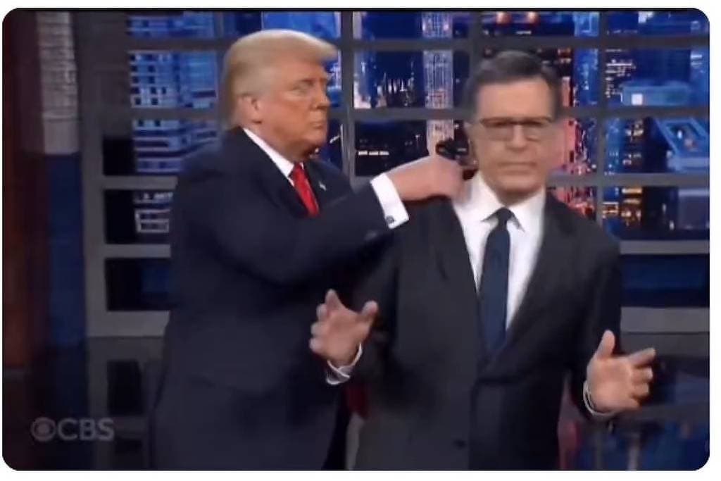 Donald Trump publica vídeo com IA em que joga Stephen Colbert no lixo