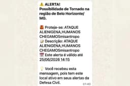 Moradores de BH receberam aviso de "ataque alienígena" da Defesa Civil