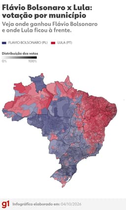 MAPAS: veja a geografia do voto que levou Flávio Bolsonaro e Lula ao 2º turno