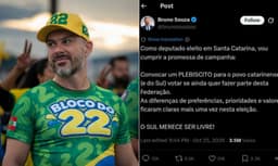 Deputado do PL de Santa Catarina propõe plebiscito para separar Sul do Brasil; entenda se medida é possível