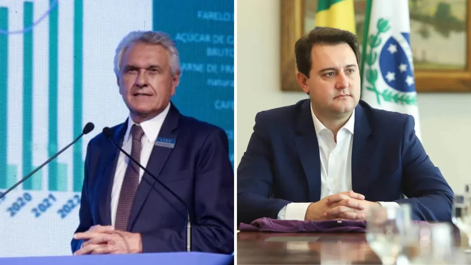 Caiado anuncia Ratinho Junior como ministro da Infraestrutura se eleito