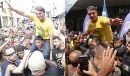 Trajeto, roupa, gestos: Flávio emula o pai na primeira agenda no local de facada em 2018, mas tem recepção mais morna