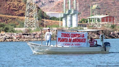Protesto contra fábrica de amônia da Proman em Topolobampo pressiona Sheinbaum