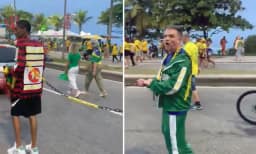 Polícia vai investigar vídeo em que homem negro aparece acorrentado em ato pró-Flávio